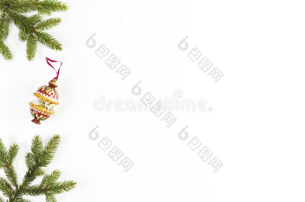 圣诞节背景和冷杉树枝和圣诞节装饰向where哪里