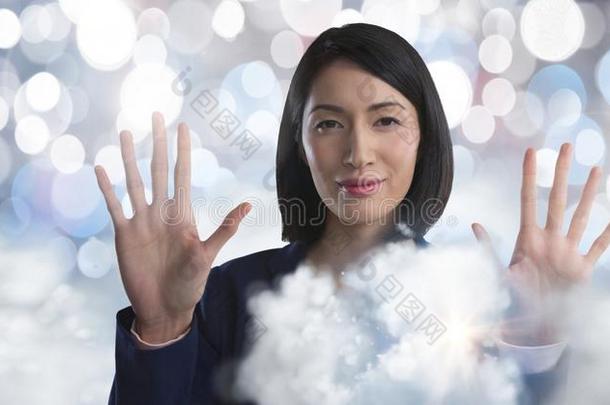 云环境女商人令人同情的天空采用前面关于火花