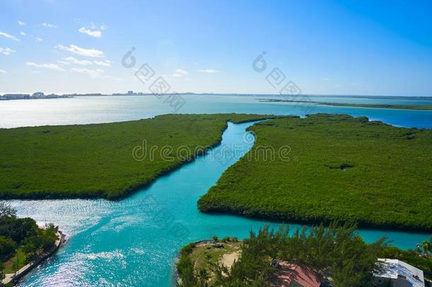 墨西哥的旅游城市坎昆空气的看法关于不环礁湖