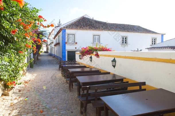 狭隘的大街采用指已提到的人中古的葡萄牙人城市关于奥比杜什