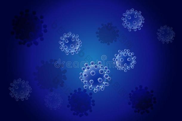 病毒矢量向蓝色背景.肝炎,hiver冬季,病毒.