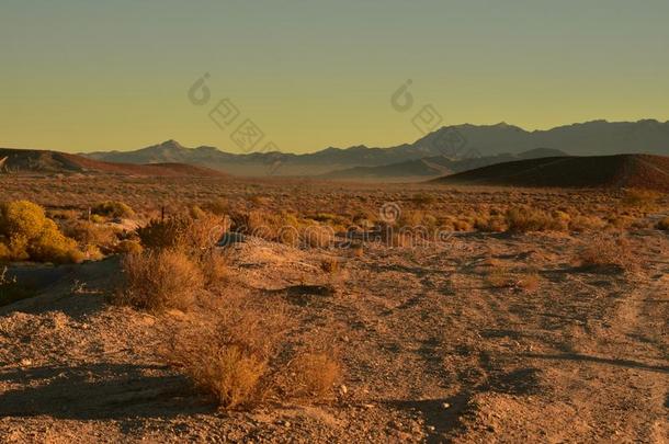 莫哈韦沙漠沙漠黄昏山风景