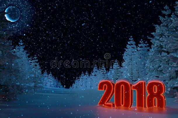 新的年2018.冬风景.背景.轮廓2018.