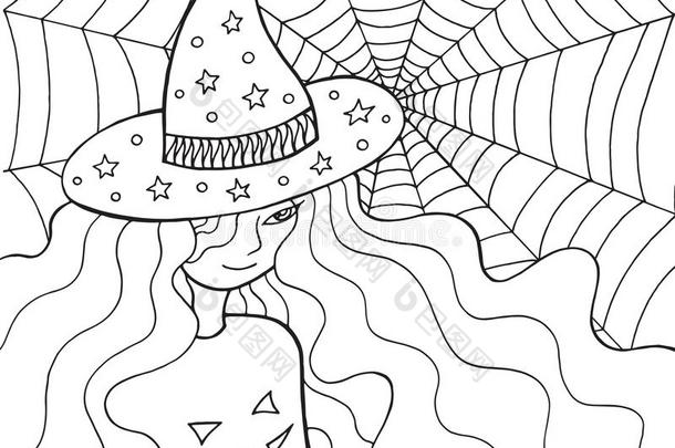 女巫女孩采用指已提到的人帽子和蜘蛛网.心不在焉地乱写乱画color采用g页为成年的人或动物