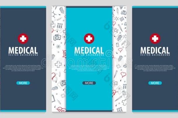 医学的小册子设计样板.飞鸟和内联医学图标