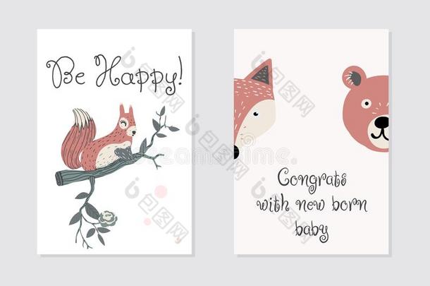 祝贺和新的bear的过去分词婴儿卡片设计.是幸福的邮件卡片,为