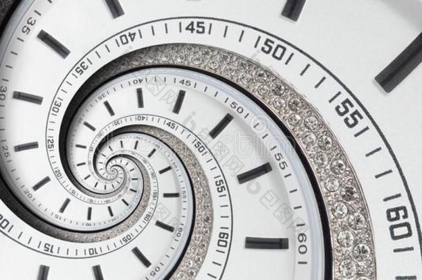 现代的钻石白色的钟注视钟手反常的向超现实的