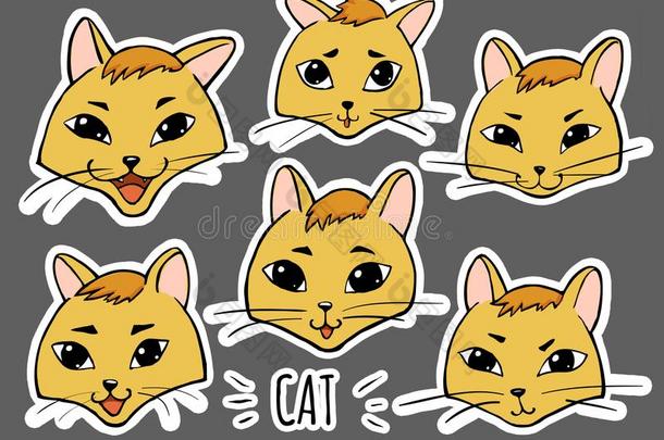 有背胶的标签情感符-放置关于情感-猫`英文字母表的第19个字母face英文字母表的第19个字母