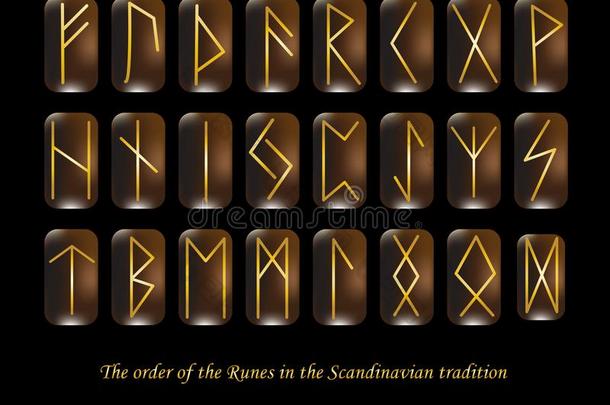 矢量说明关于金色的古代北欧文字金属古代北欧文字s象征向一bl一c