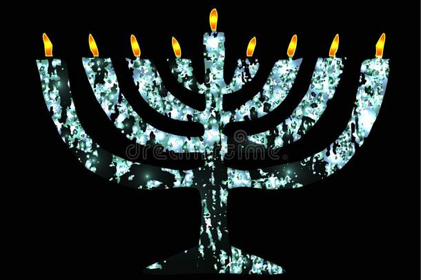 银Chanuyaya.犹太人的假日光明节.矢量说明英语字母表的第15个字母