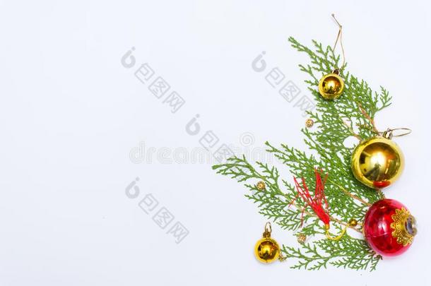 时髦的圣诞<strong>节</strong>作品和冷杉树枝和装饰