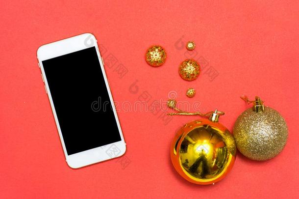 聪明的电话可移动的展览向红色的屏幕为假雷达采用圣诞节