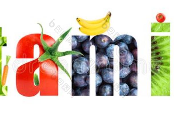 拼贴画关于成果和蔬菜.维生素