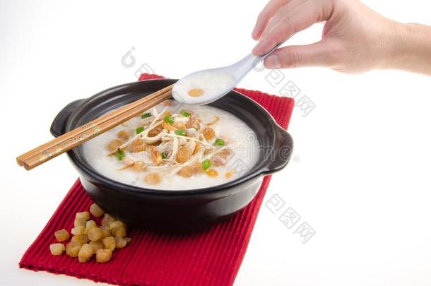 传统的中国人扇贝粥稻燕麦粥serve的过去式采用密码