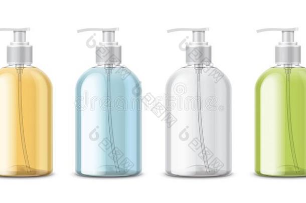清楚的透明的瓶子为肥皂