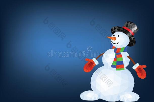 多角形的雪人采用红色的连指手套和有条纹的围巾