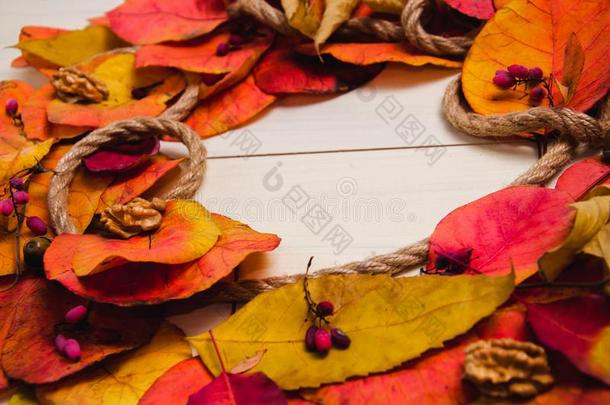 秋花环从阵亡者树叶向木材