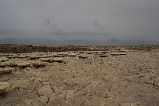 盐质地里面的宽干谷火山的火山口,达纳基尔萎靡不振,