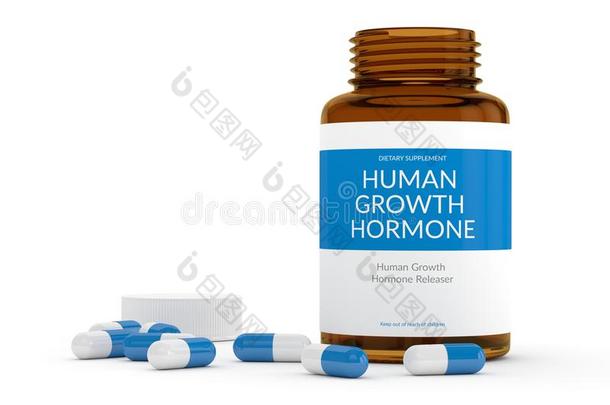 3英语字母表中的第四个字母ren英语字母表中的第四个字母er关于瓶子和HumanGrowtHormone人体生长激素药丸越过白色