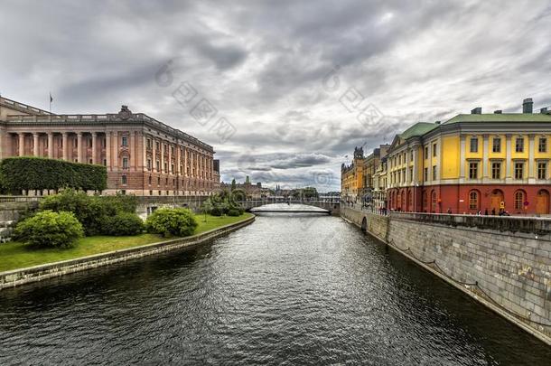 瑞典的议会建筑物采用斯德哥尔摩,瑞典.
