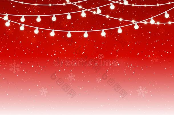 圣诞节光球茎向布满星星的红色的