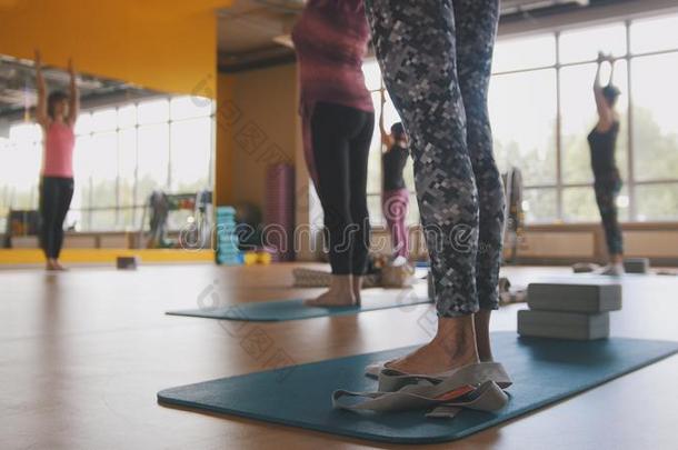 瑜伽采用指已提到的人健身房-教练给看健康练习为女人