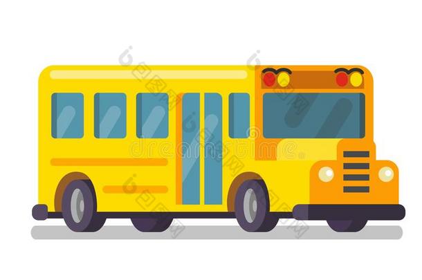 矢量黄色的学校公共汽车向白色的背景.