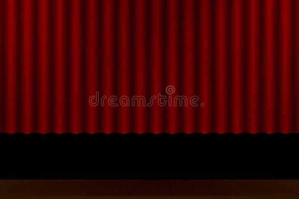 红色的窗帘剧场阶段木制的地面