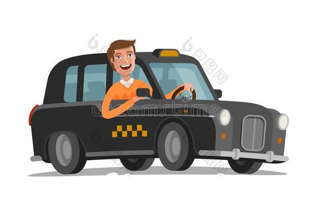幸福的驾驶员是（be的三单形式操纵出租车.乘客运送,汽车,vehicular车辆的