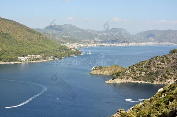 地中海的海岸在近处马尔马里斯,火鸡.