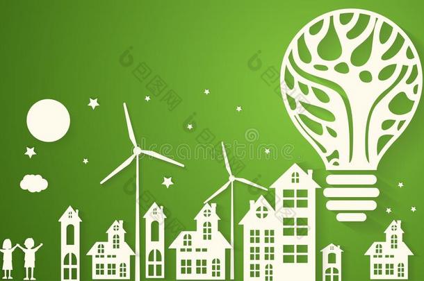 绿色的economy经济nomy经济城市和干的干燥的树采用光球茎economy经济nomy经济观念