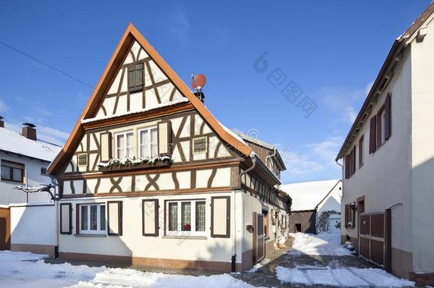 一半的-木造的房屋采用村民,德国