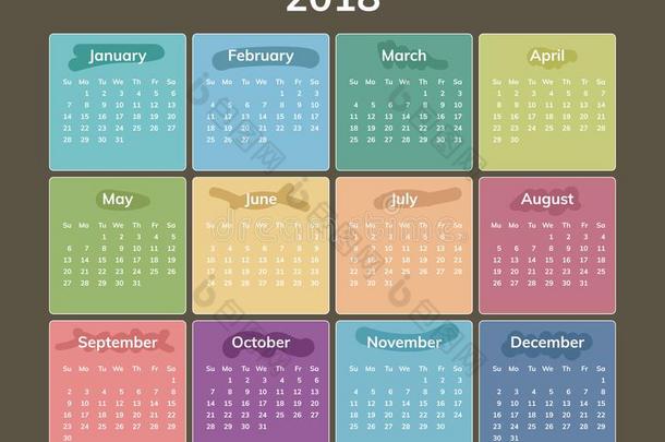 简单的2018年日历