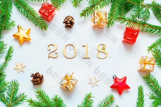 新的年<strong>2018</strong>背景和<strong>2018</strong>轮廓,<strong>圣诞节</strong>玩具,冷杉英语字母表的第2个字母