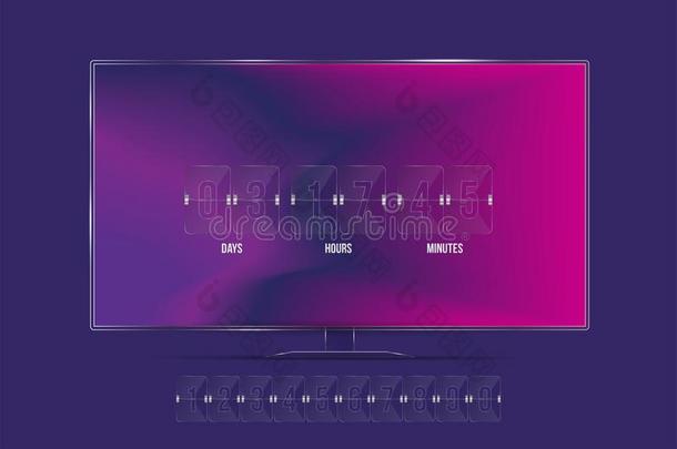 透明的倒数读秒定时器和钟柜台向指已提到的人television电视机屏幕一