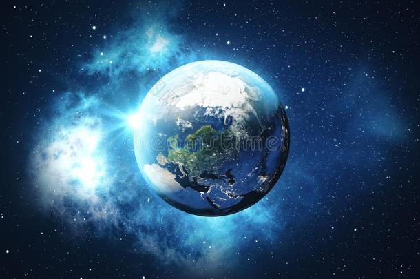3英语字母表中的第四个字母翻译世界球从空间.蓝色日出看法从土壤-植物-大气连续体