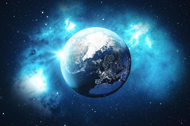 3英语字母表中的第四个字母翻译世界球从空间.蓝色日出看法从土壤-植物-大气连续体