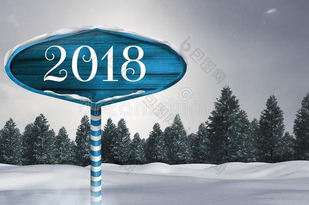 2018新的年文本向木制的指示牌采用圣诞节W采用ter园艺