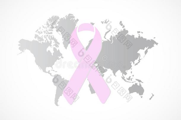 乳房癌症带世界地图说明设计