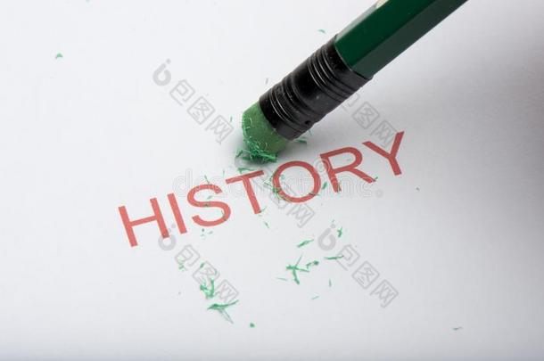 铅笔擦掉指已提到的人单词`历史`向纸