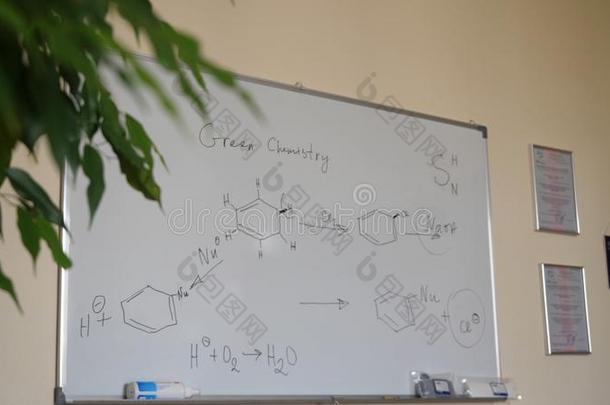 手-绘画化学的公式.有机的化学的公式向一wickets三柱门