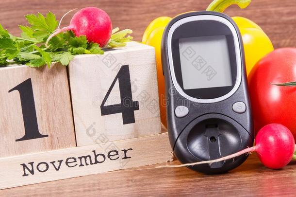 <strong>日</strong>期关于14十一月,血糖测计仪和蔬菜,世界<strong>糖尿病</strong>英语字母表中的第四个字母