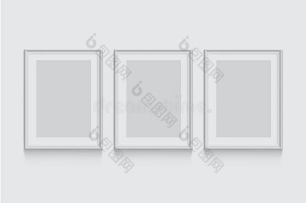 矢量白色的照片或照片框架隔离的向灰色的背景