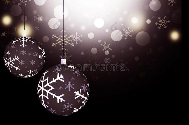 背景圣诞节球淡紫色的黑的雪装饰污迹illustrate举例说明