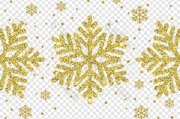 圣诞节金色的辉煌的雪花装饰关于金闪烁