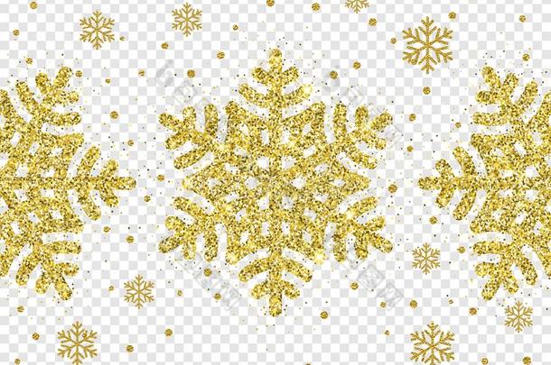 圣诞节金色的闪烁雪花装饰关于金光亮的speciality专业