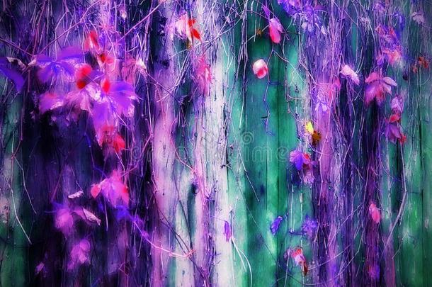 丁香花属植物的叶子.抽象的背景.艺术照片.饱和的颜色