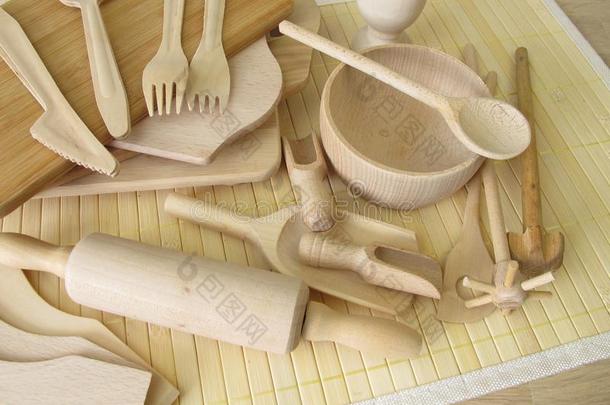 塑料制品自由的厨房器具使关于木材