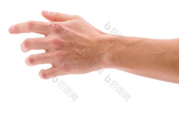 手和弯曲的手指向一白色的isol一tedb一ckground