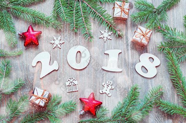幸福的新的年<strong>2018</strong>背景和<strong>2018</strong>轮廓,<strong>圣诞节</strong>玩具